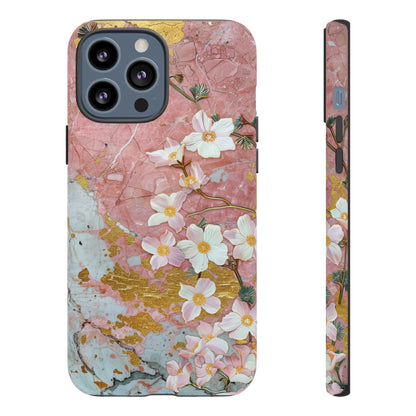 Pink Forget Me Nots Gold Floral Phone Case