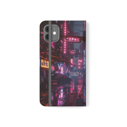 Cyberpunk City at Night Wallet Case