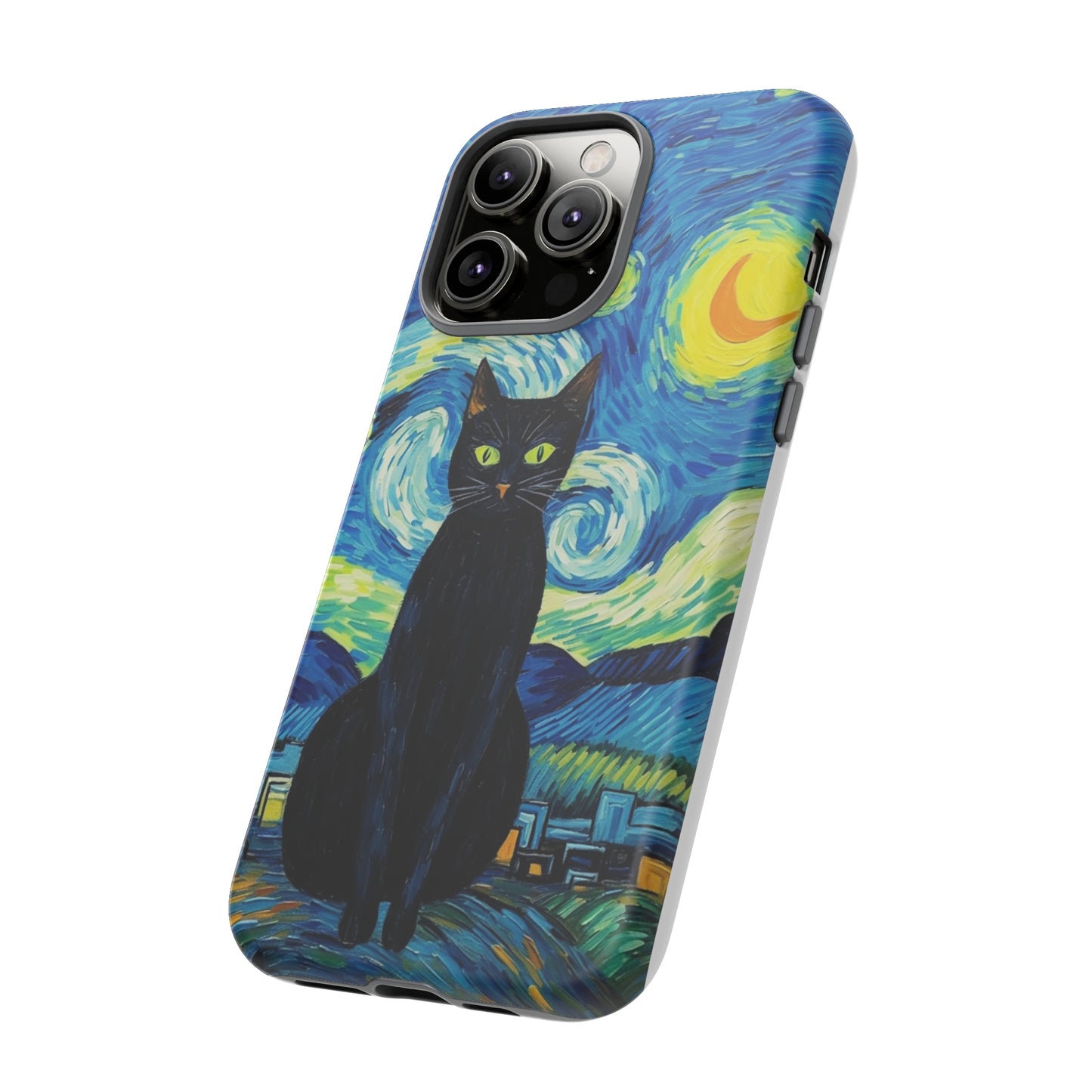 Starry Night Van Gogh Black Cat iPhone, Samsung Galaxy, Google Pixel  Case | Embrace Artistic Whimsy and Feline Charm