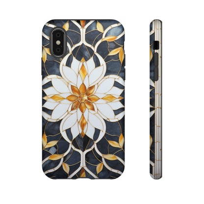 Art Deco Floral Gold & Blue Mosaic