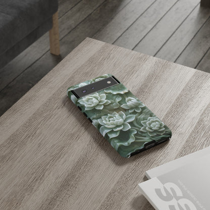 Green Jade Lotus Floral Art Phone Case