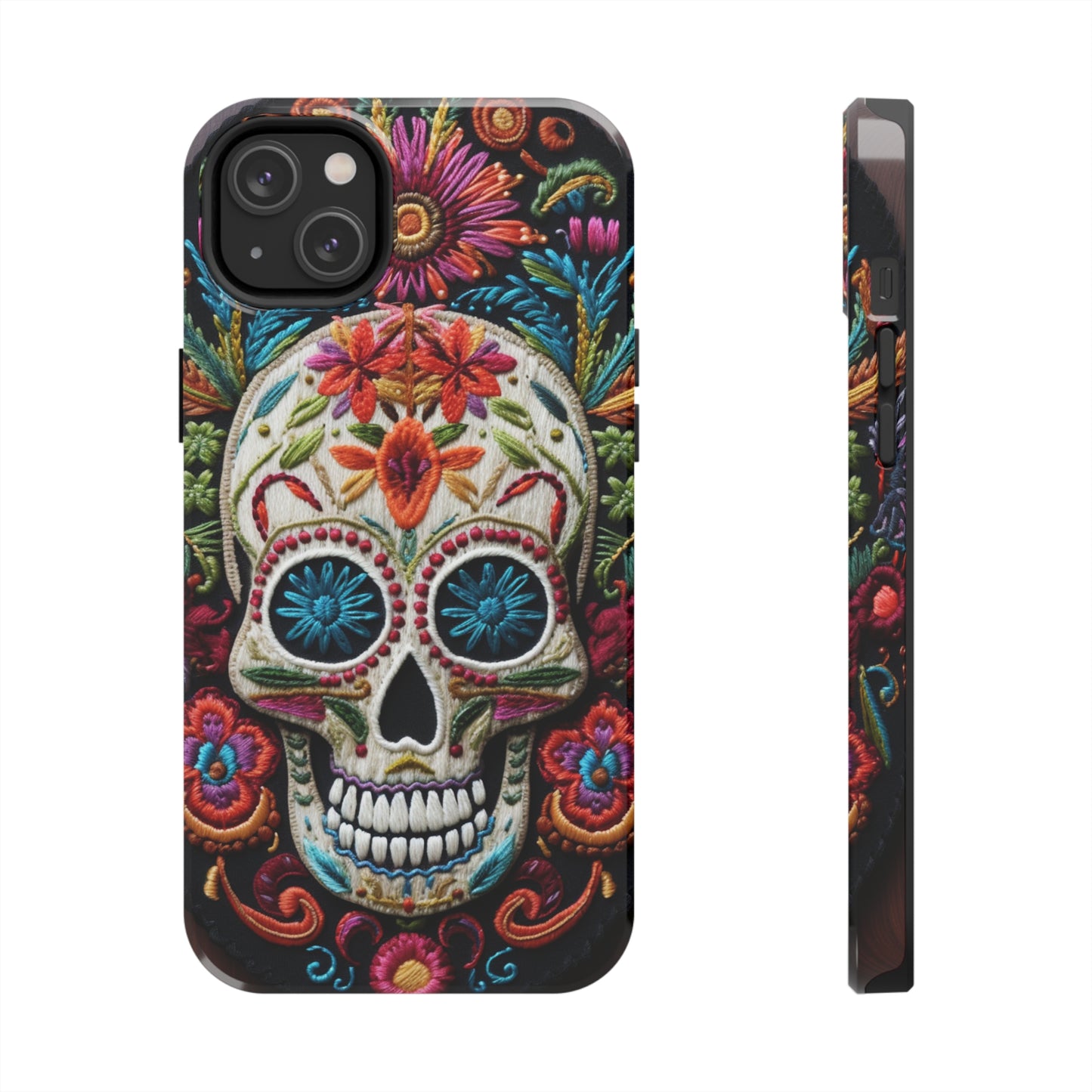 Embroidery Style Skulls Goth Dark Academia Tough Case iPhone Case