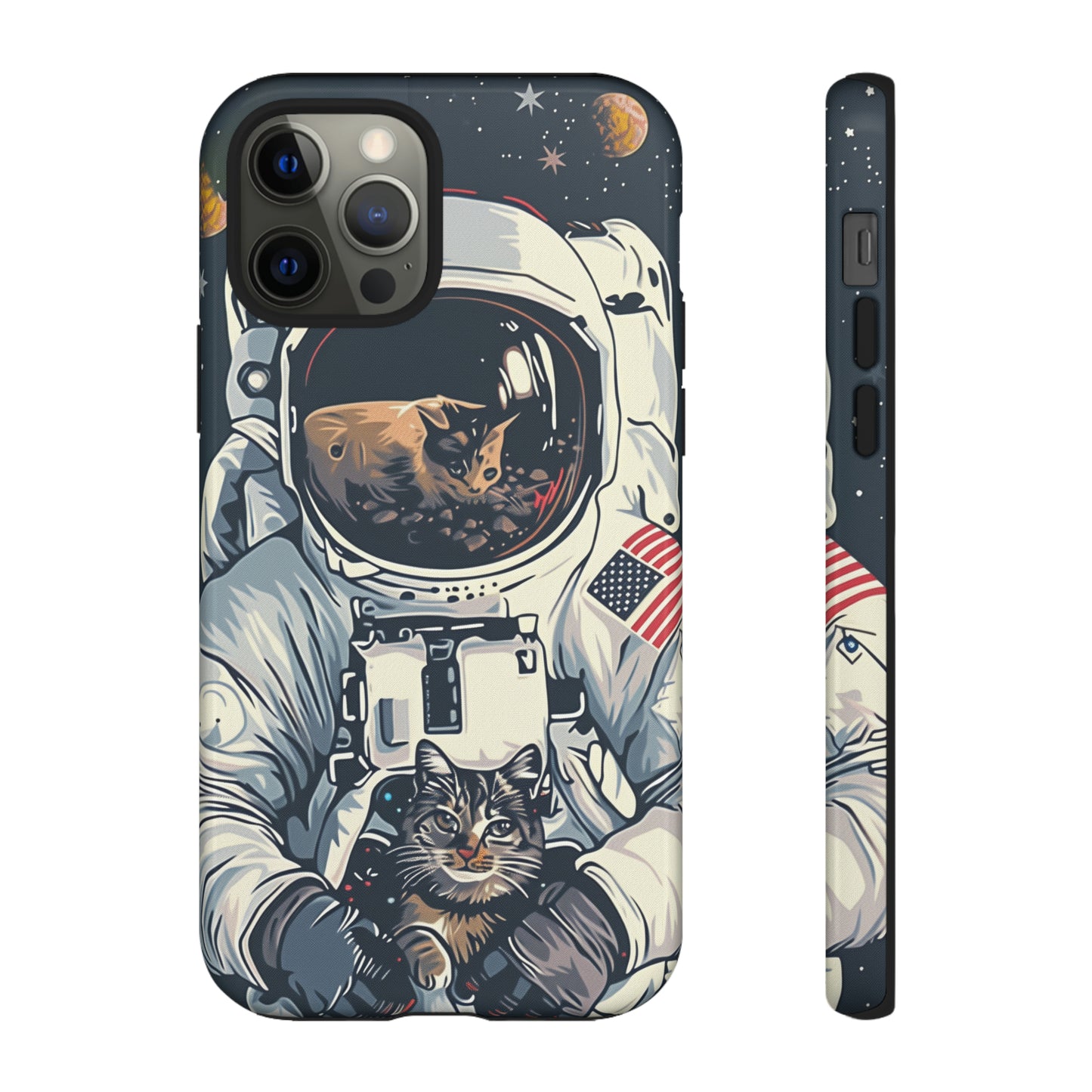 The Astronaut and the Cosmic Cat Phone Case