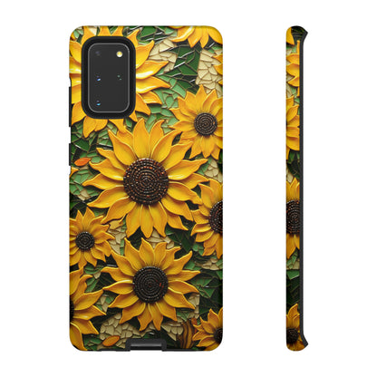 Sunflower Floral Color Explosion Mosaic Glass