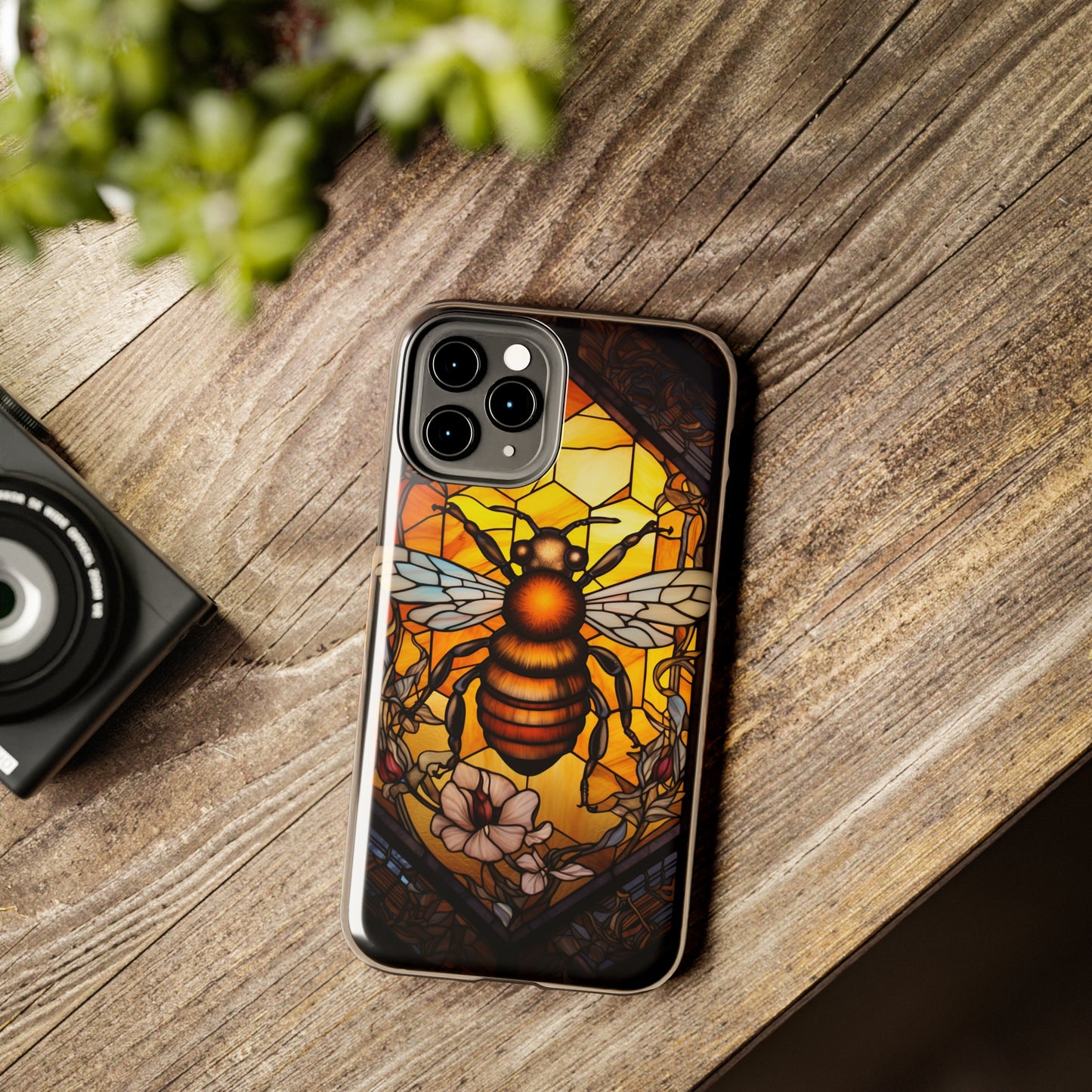 Stained glass Honey Bee iPhone Case | Embrace the Sweetness of Nature's Workers