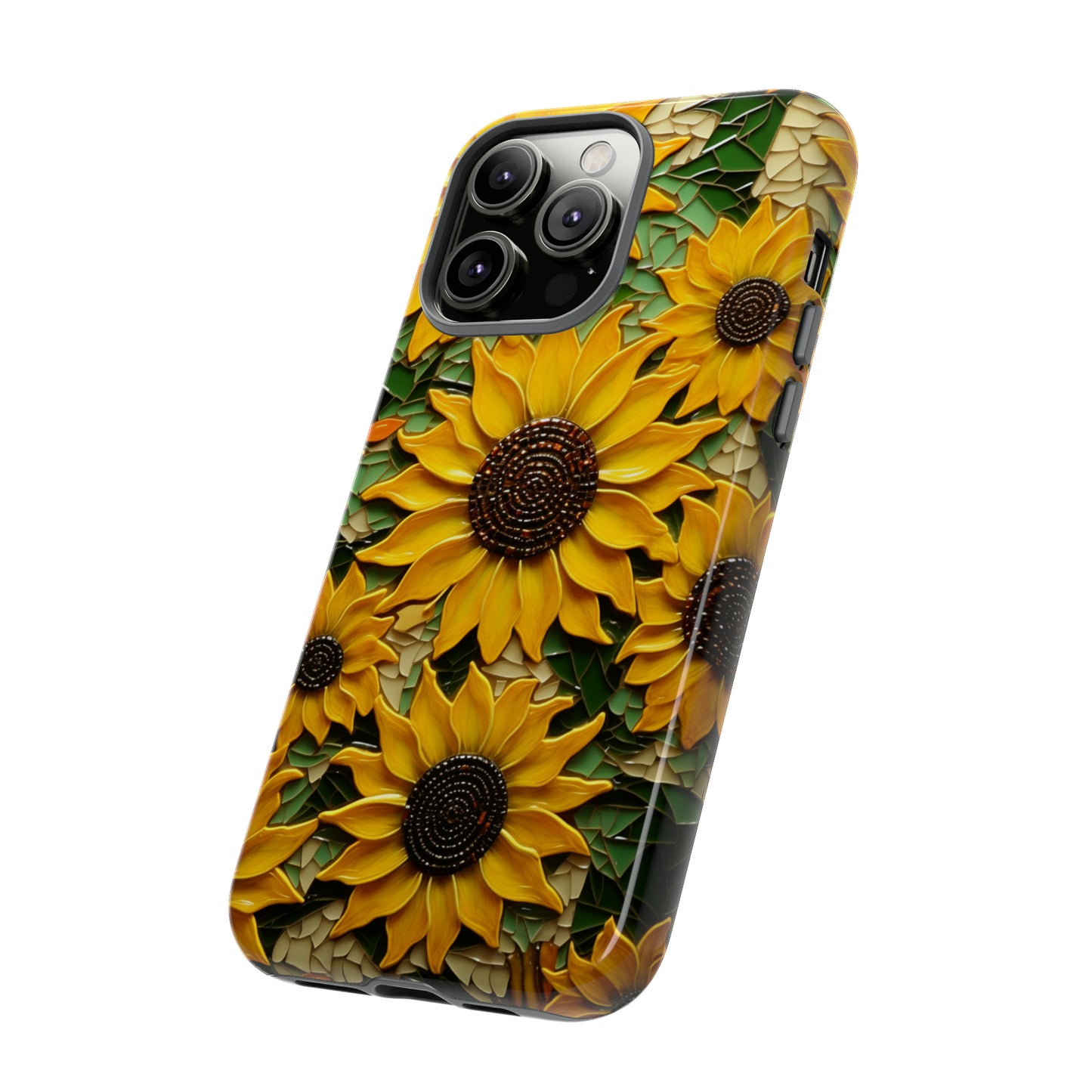 Sunflower Floral Color Explosion Mosaic Glass