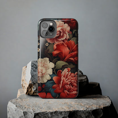Vintage Floral Aesthetic Phone Tough Case Antique Print for iPhone 14 11 Pro 12 13 XR XS X 7+ 8 Boho Nature Flowers Cottage Core