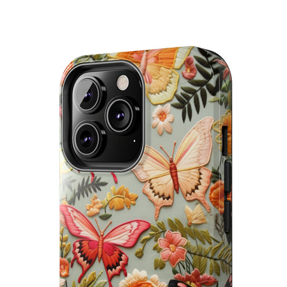 Embroidery Butterflies iPhone Case | Whimsical Elegance and Nature's Beauty in Handcrafted Detail