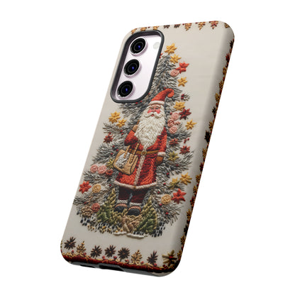 Vintage Embroidery Christmas Santa Phone Case