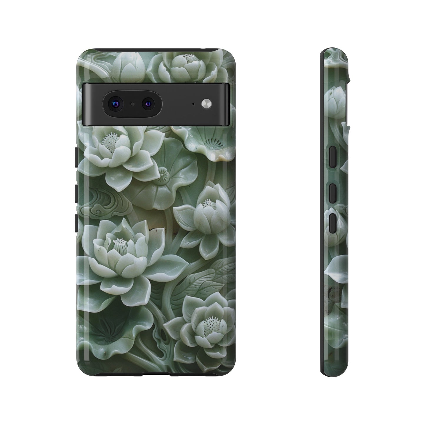 Green Jade Lotus Floral Art Phone Case