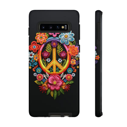 Peace Sign Embroidery Floral Hippie Style Phone Case