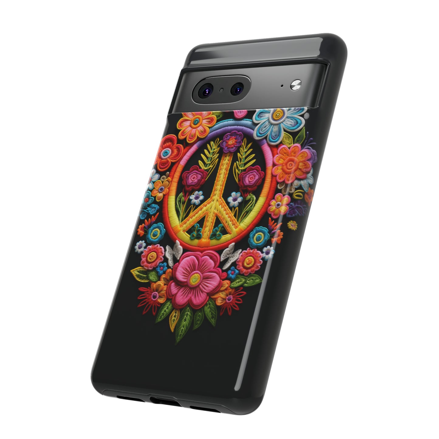 Peace Sign Embroidery Floral Hippie Style Phone Case