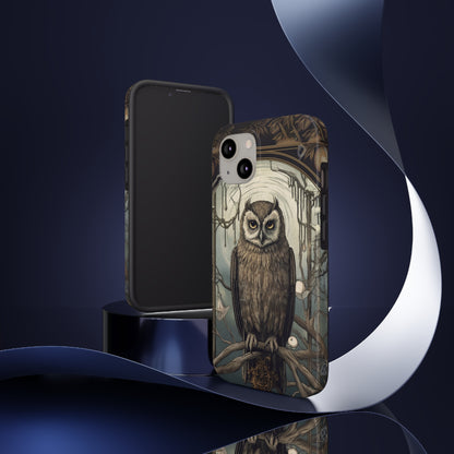 The Hermit Owl Tarot iPhone Tough Case | Embrace the Dark Academia Aesthetic and Retro Gothic Vibes with Captivating Tarot Design