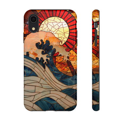 Japanese Rising Sun Phone Case Stained Glass Ocean Wave