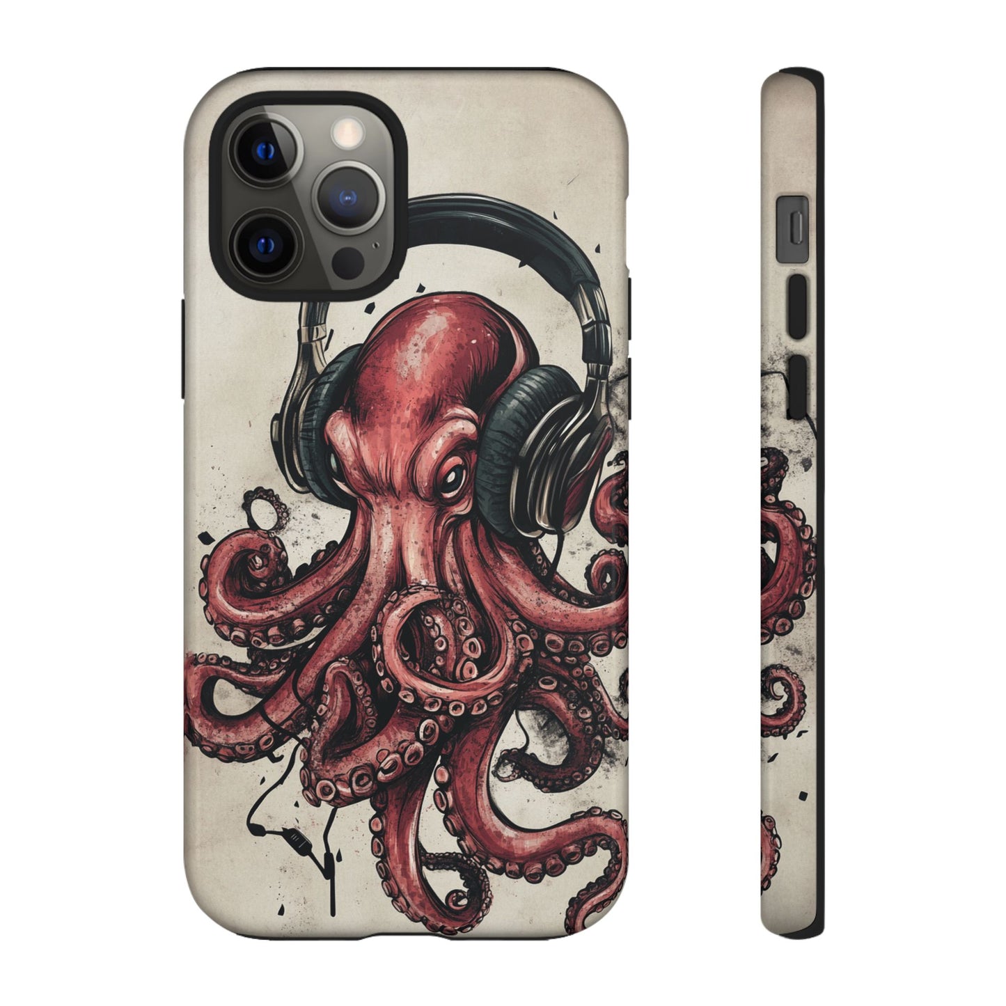 Retro Style Japanese Octopus Listening to Headphones Phone Cover