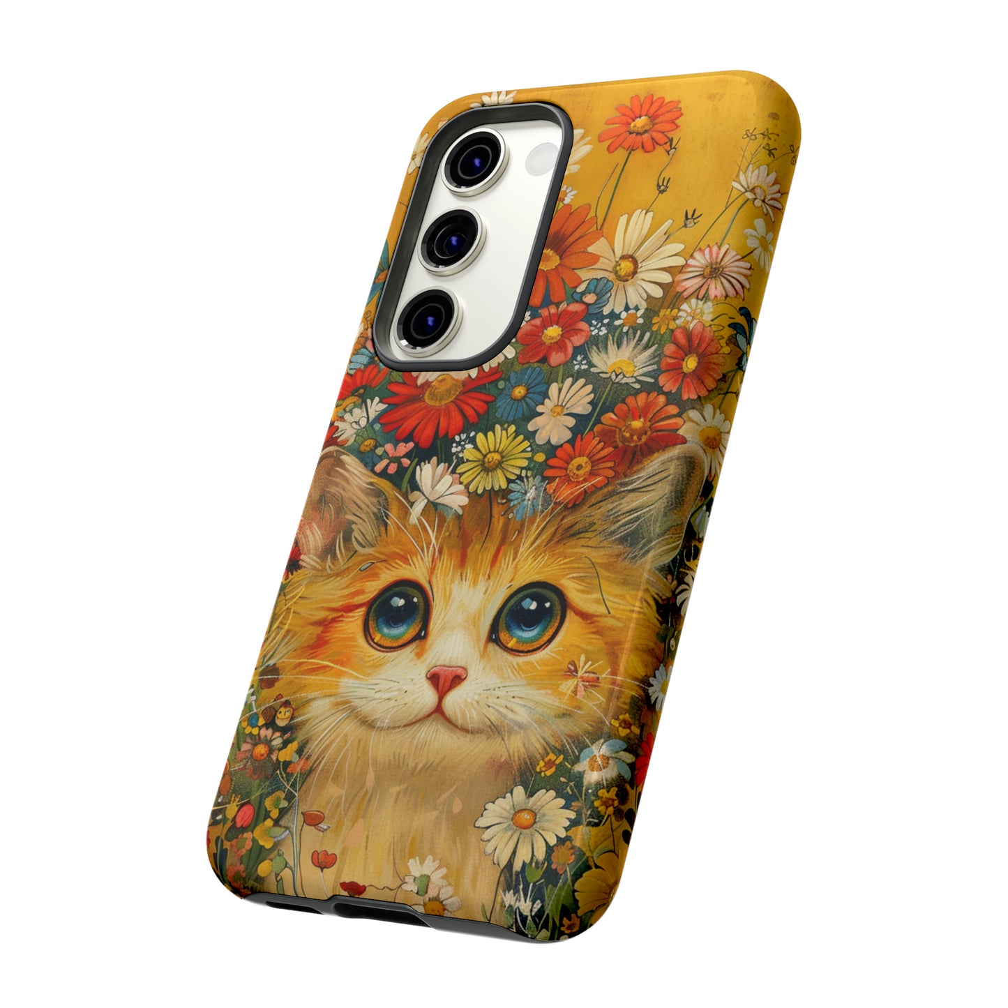 Cute Cat in Floral Garden Phone Case