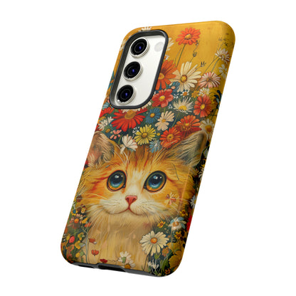 Cute Cat in Floral Garden Phone Case