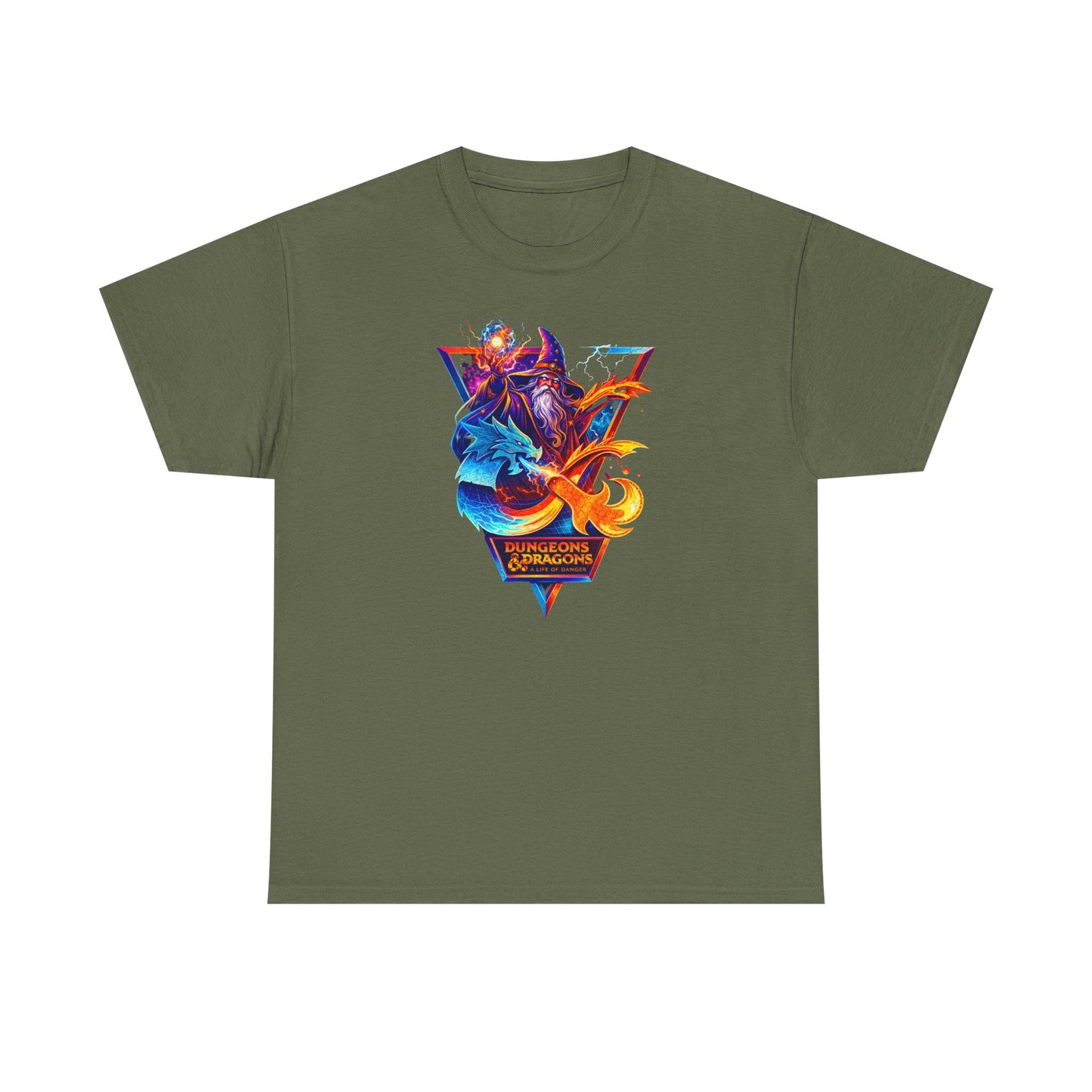 Fantasy Dungeons & Dragons Wizard and Dragon Retro Fantasy T-Shirt