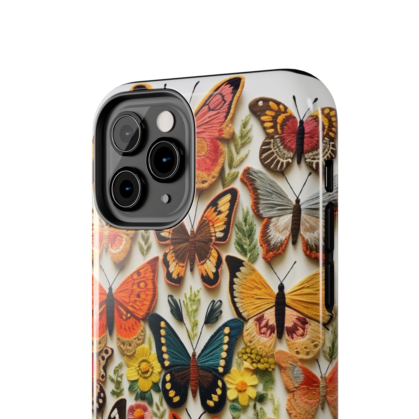 Embroidery Butterflies iPhone Case | Whimsical Elegance and Nature's Beauty in Handcrafted Detail