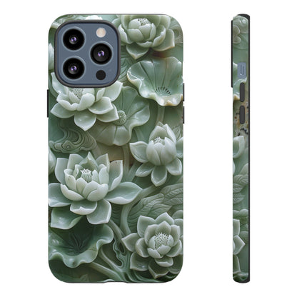 Green Jade Lotus Floral Art Phone Case