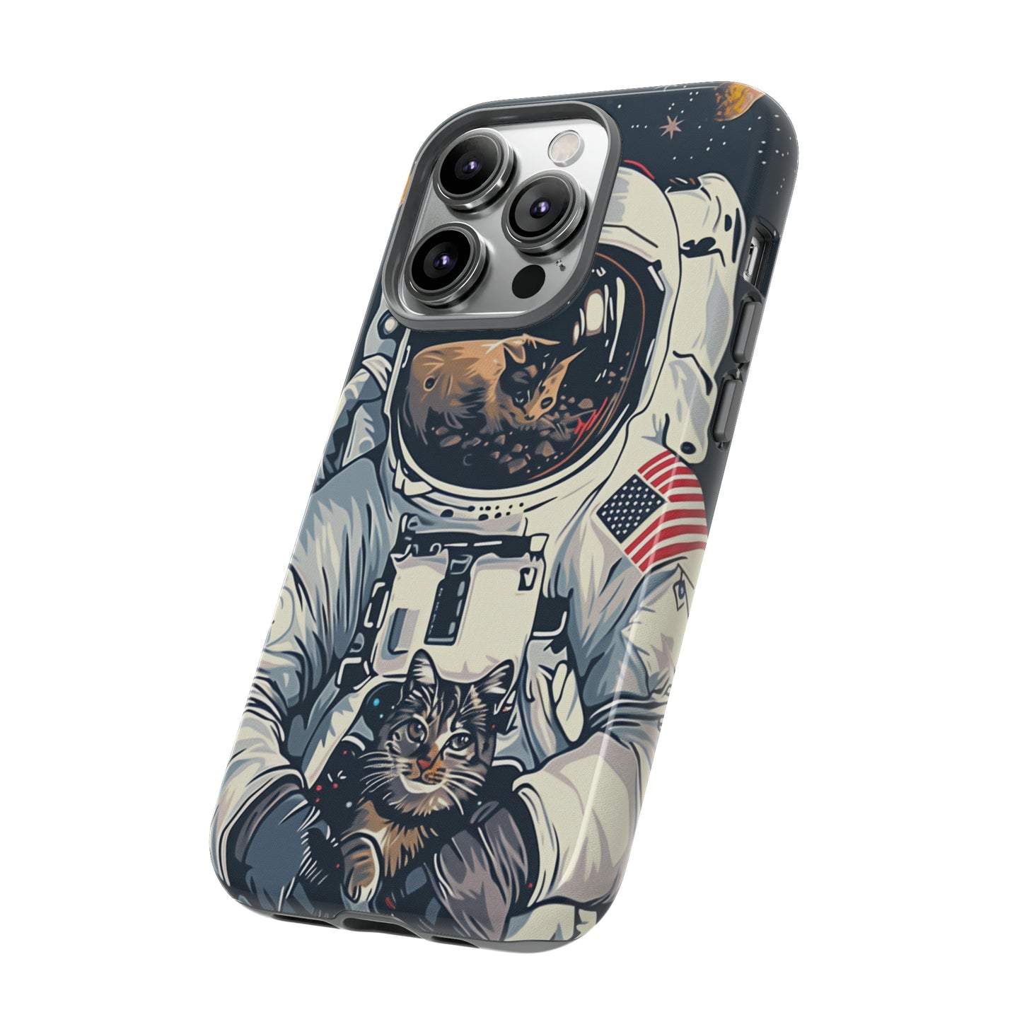 The Astronaut and the Cosmic Cat Phone Case