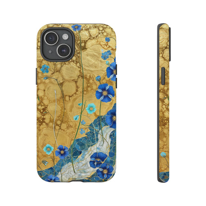 Forget Me Nots Gold Color Splash Floral Design Phone Case