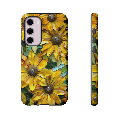 Yellow and Gold Daisy Mosaic Stained Glass Phone Case for iPhone 15, 14, Pro Max, 13, 12 & Samsung Galaxy S23, S22, S21, Google Pixel