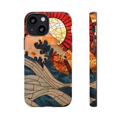 Japanese Rising Sun Phone Case Stained Glass Ocean Wave