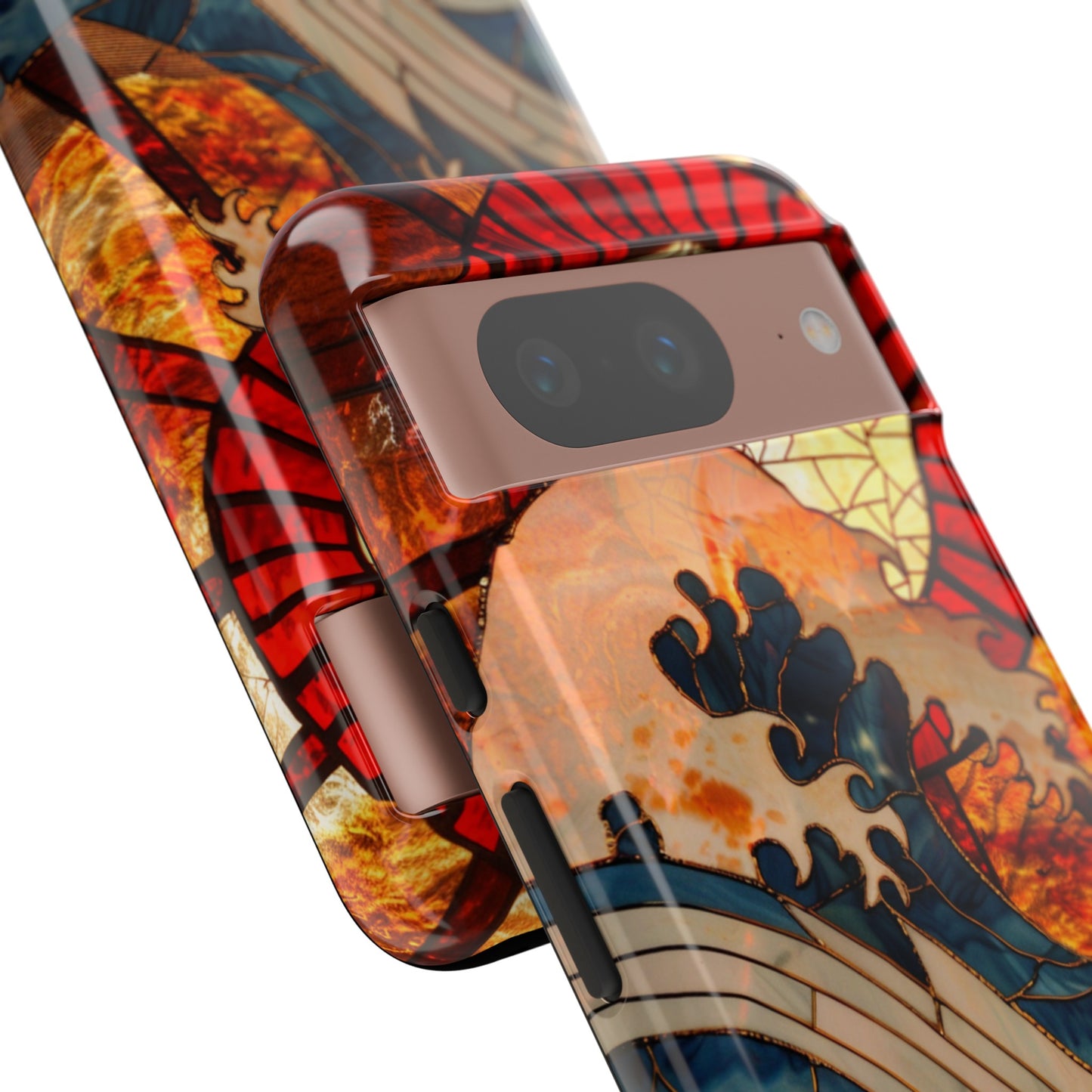 Japanese Rising Sun Phone Case Stained Glass Ocean Wave