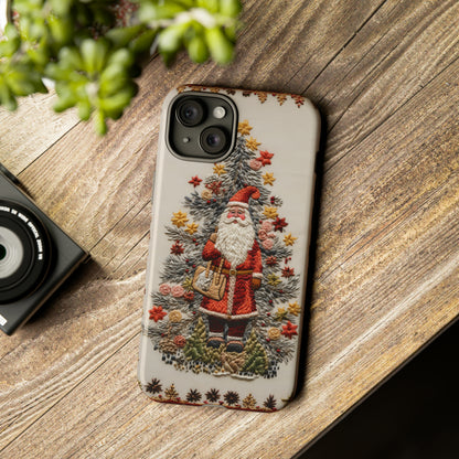 Vintage Embroidery Christmas Santa Phone Case