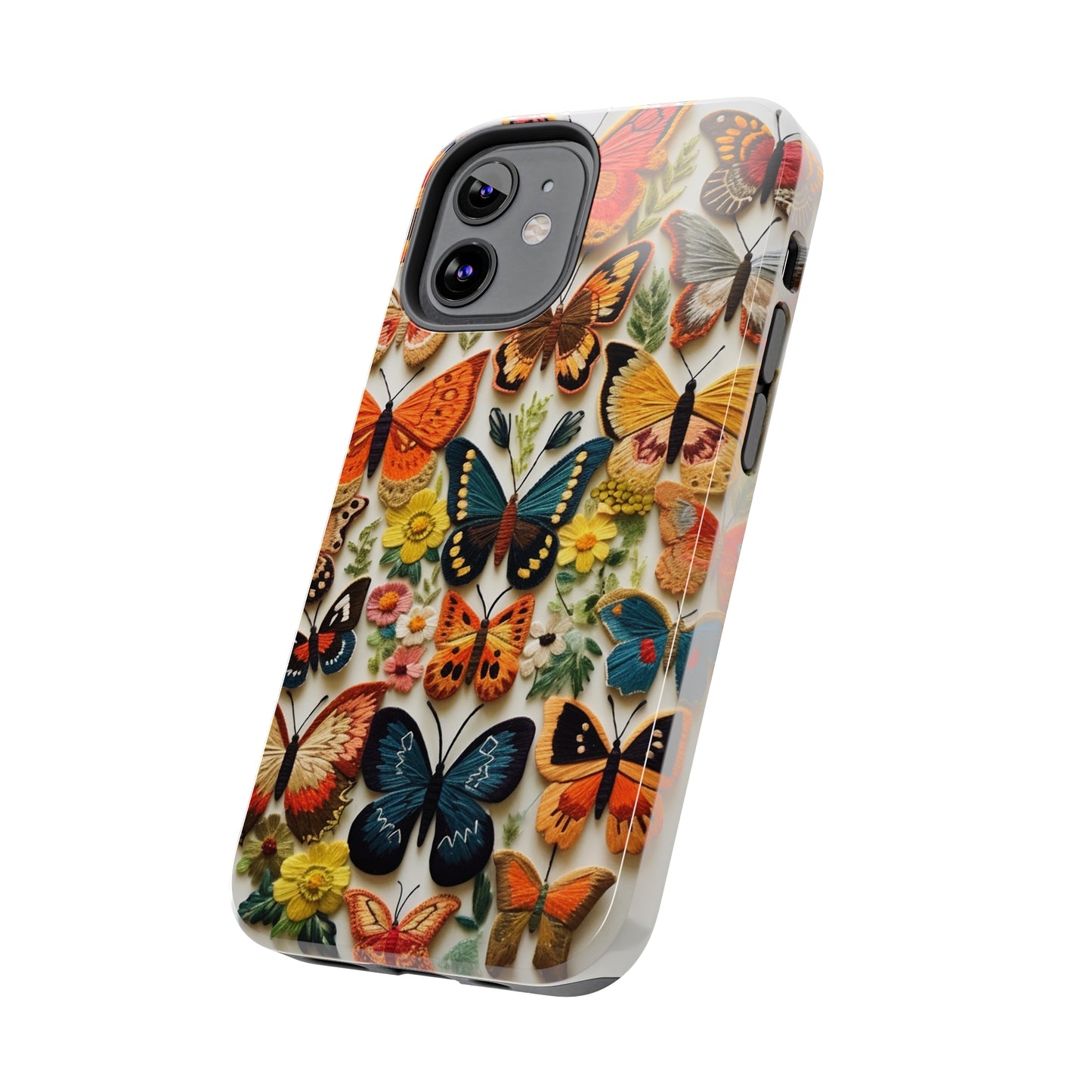 Embroidery Butterflies iPhone Case | Whimsical Elegance and Nature's Beauty in Handcrafted Detail