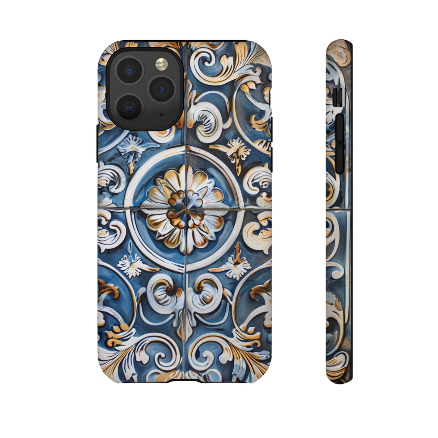 Azulejo Porcelain Blue & Creamy White Tile Mediterranean Design Phone Case