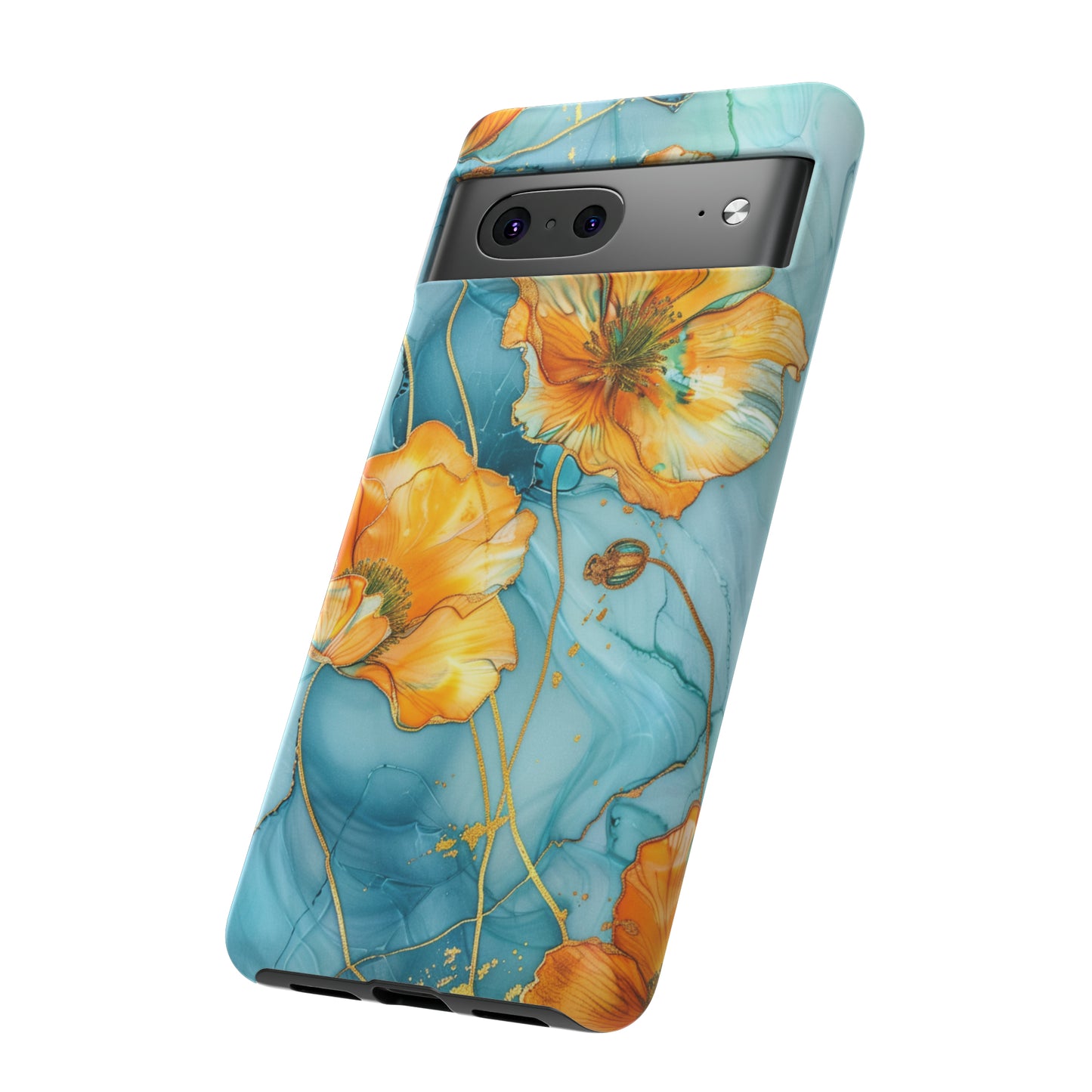 Gold Poppies Color Splash Floral Design Phone Case