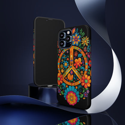 Peace Sign Embroidery Floral Hippie Style Phone Case