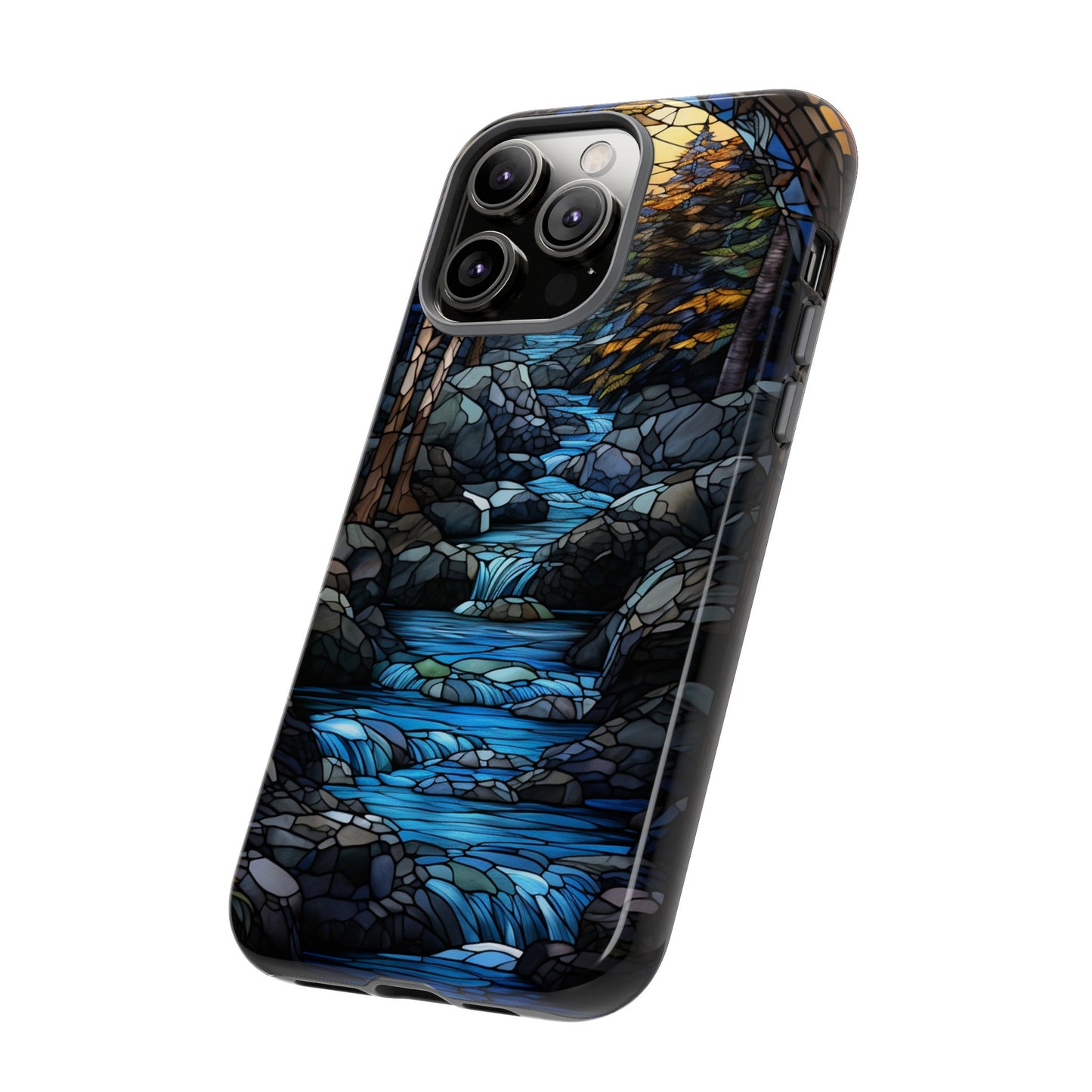 Stained Glass Stone Bridge and River Art Phone Case