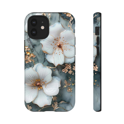 White Flower on Marble Stone  Phone Case