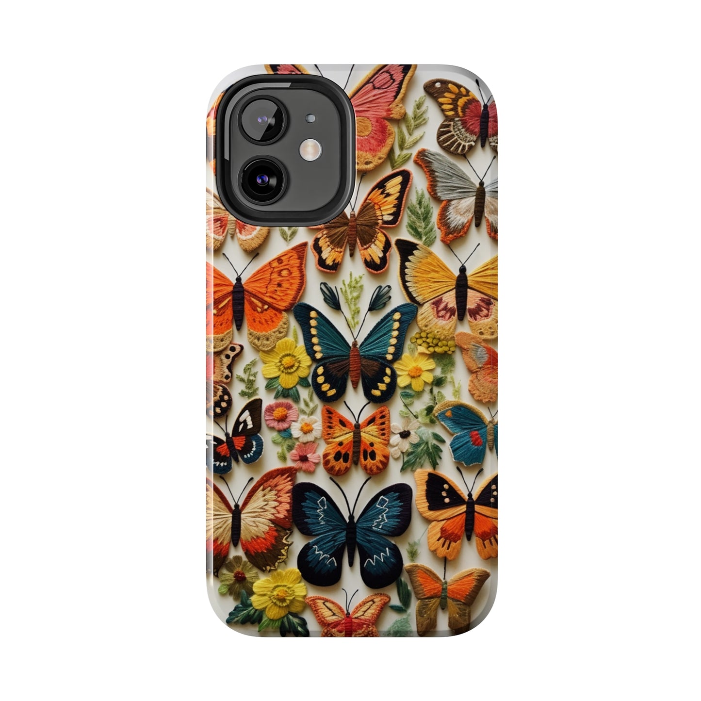 Embroidery Butterflies iPhone Case | Whimsical Elegance and Nature's Beauty in Handcrafted Detail