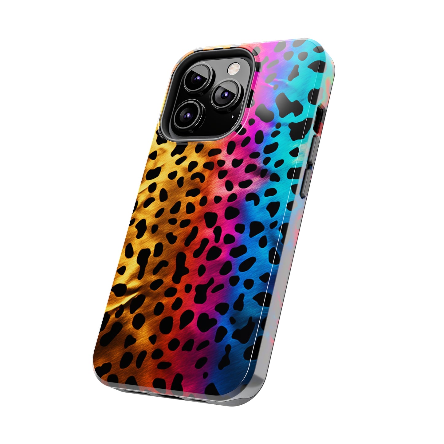 Kaleidoscopic Wild: Psychedelic Rainbow Leopard Print | Dazzling iPhone Case