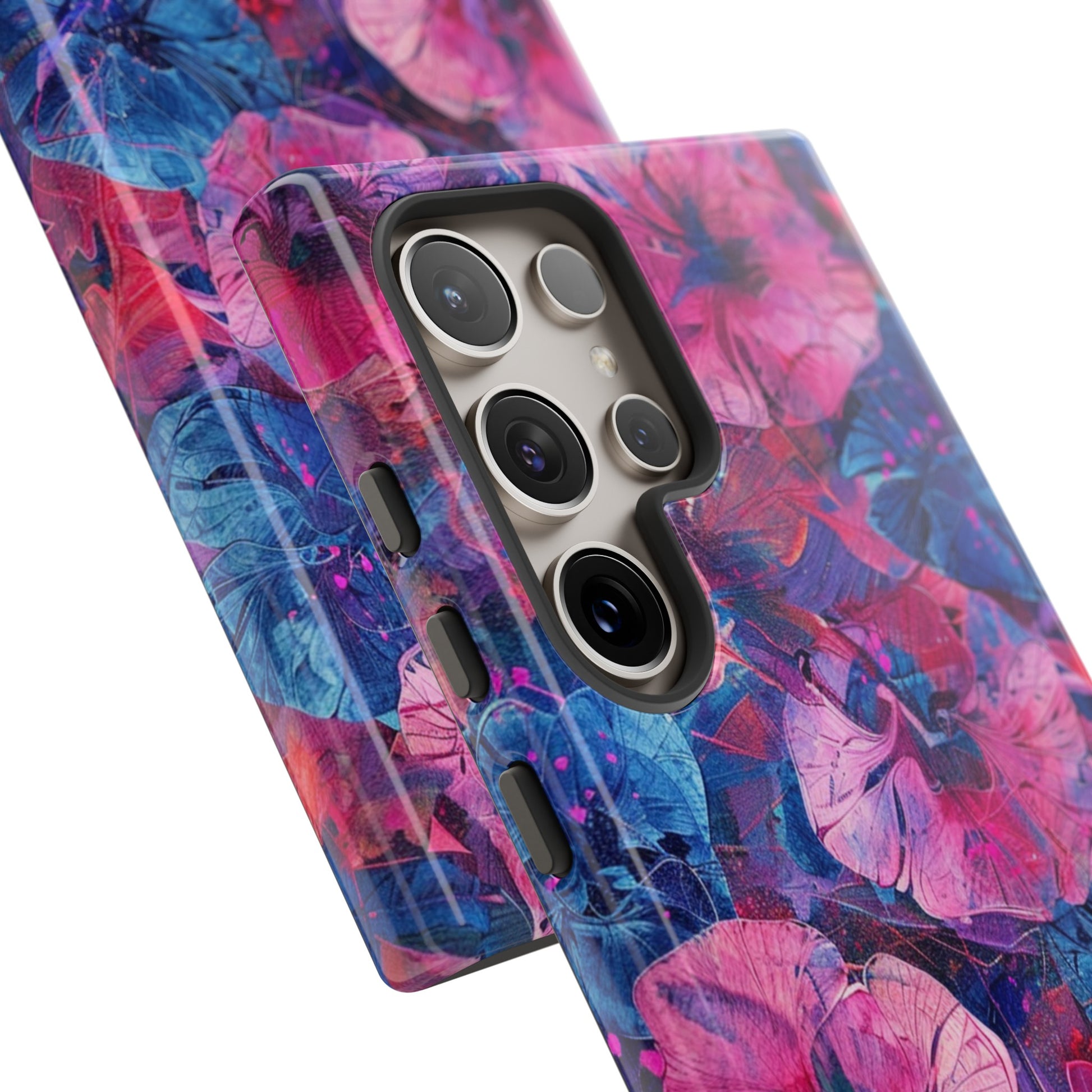 Magenta and Blue Color Floral Explosion iPhone Case