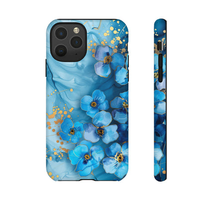 Forget Me Nots Gold Color Splash Floral Design Phone Case