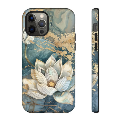 Zen Stained Glass Marble Lotus Floral Design Phone Case