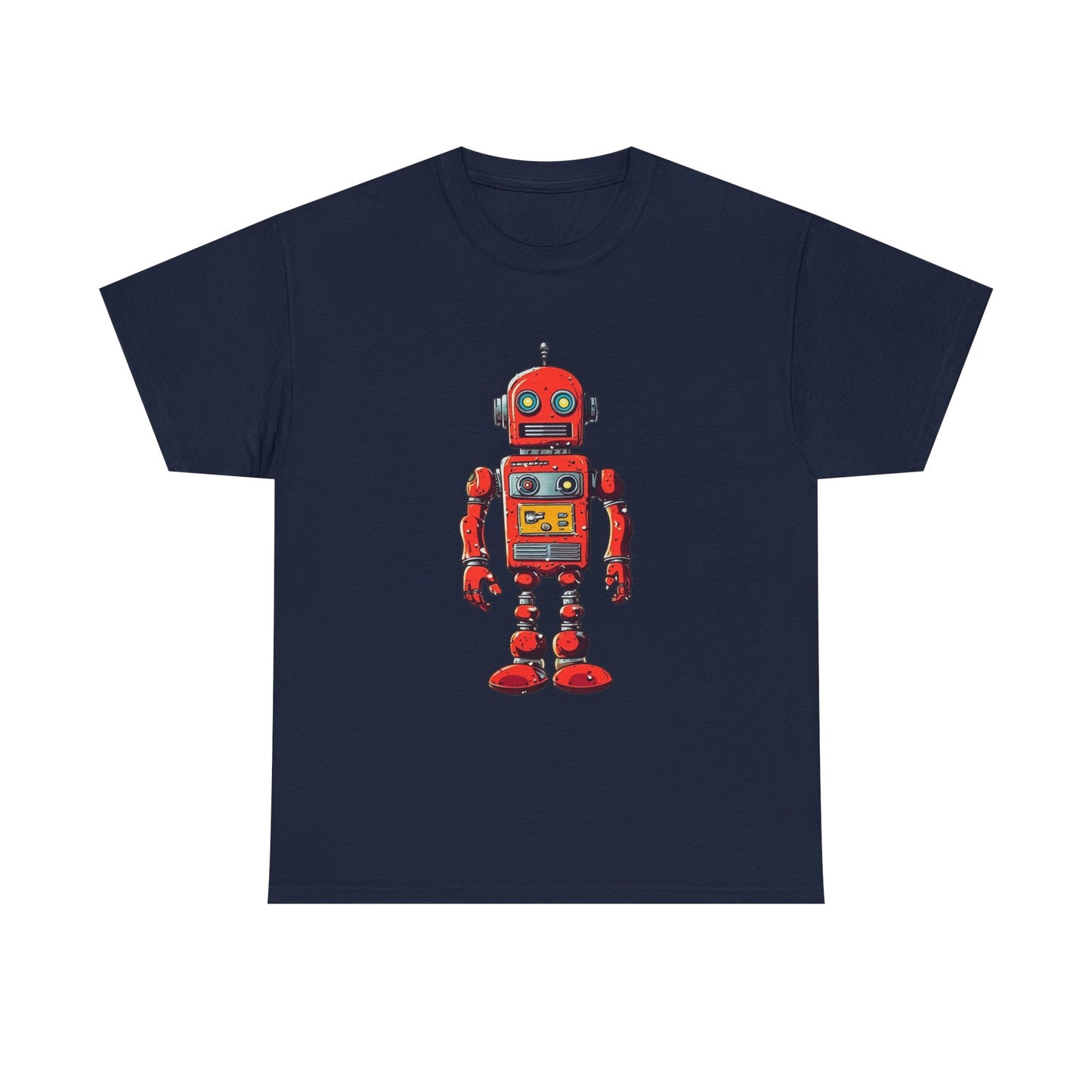 Vintage Red Robot T-Shirt Retro Sci-Fi Graphic Tee For Nerd Culture