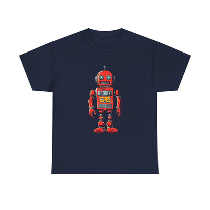 Vintage Red Robot T-Shirt Retro Sci-Fi Graphic Tee For Nerd Culture