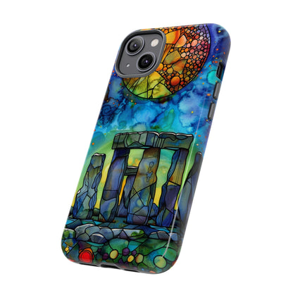 Stonehenge Neolithic Full Moon Stained Glass Watercolor Phone Cover