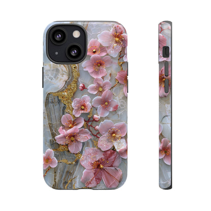 Pink Forget Me Nots Gold Floral Phone Case