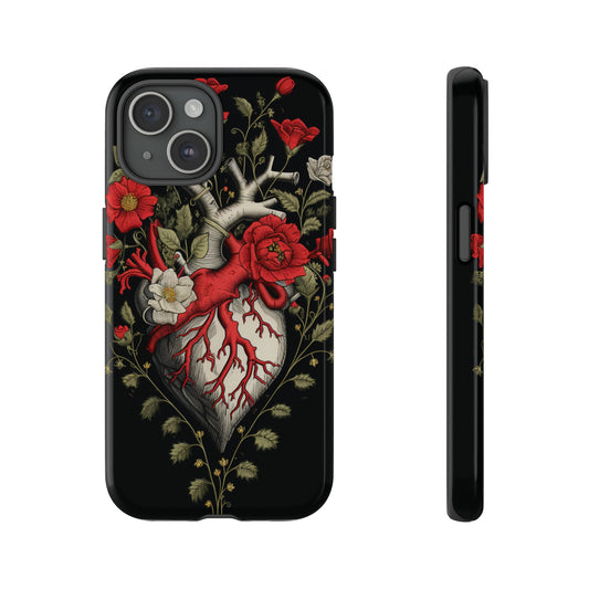 Vintage embroidery Valentines Hearts phone case for iPhone 15