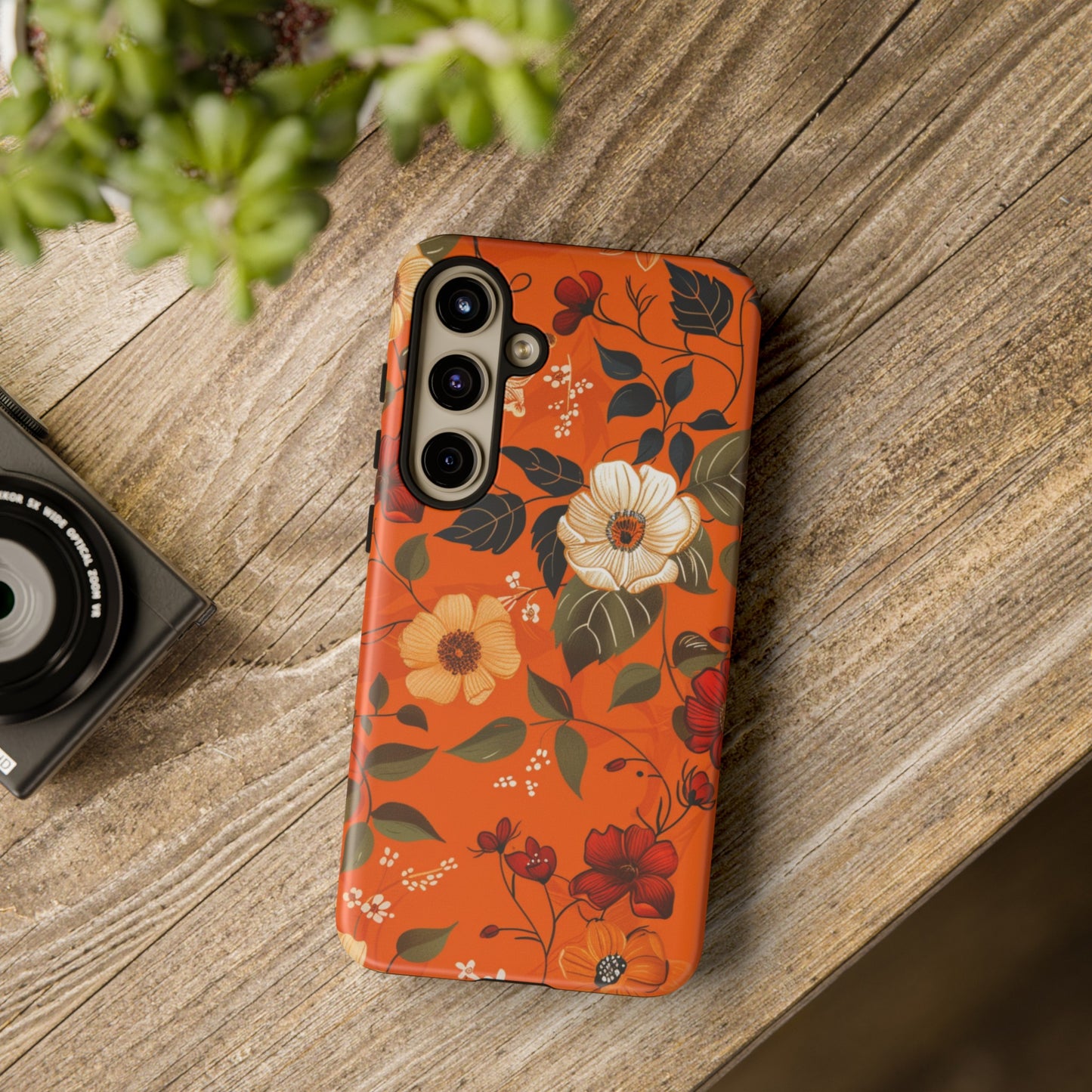 Orange Floral Phone Tough Case