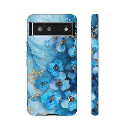 Forget Me Nots Gold Color Splash Floral Design Phone Case