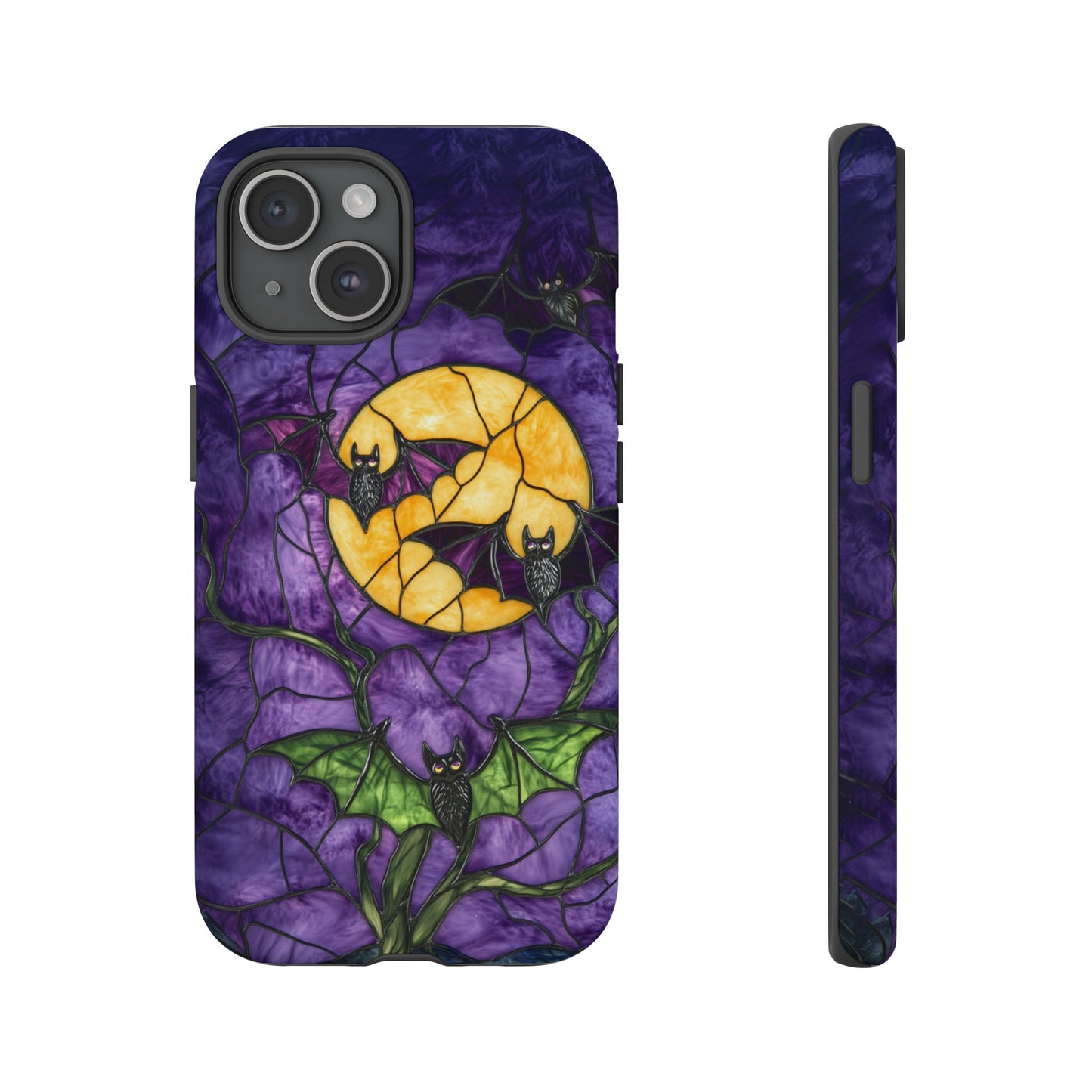 Full Moon Stained Glass Style Halloween Bats Phone Case