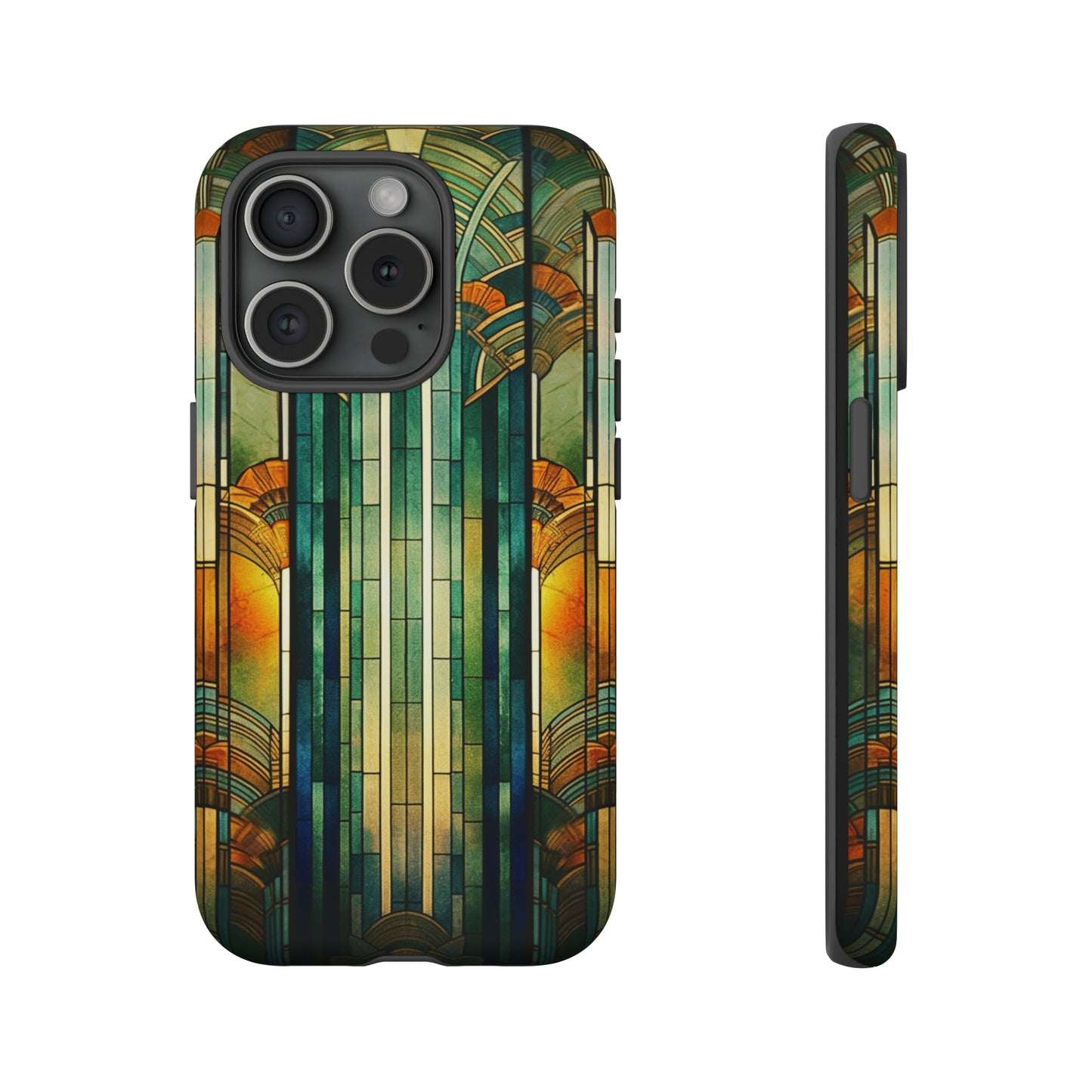 Art Deco Stained Glass floral Phone Case for iPhone 15, 14, Pro Max, 13, 12 & Samsung Galaxy S23, S22, S21, Google Pixel